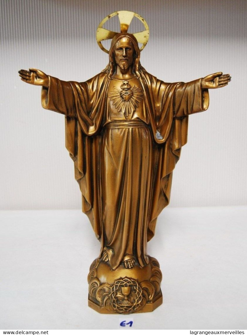 E1 Exceptionnel Christ - Sacré Coeur - Jésus - Crucifix - France étain - Godsdienst & Esoterisme