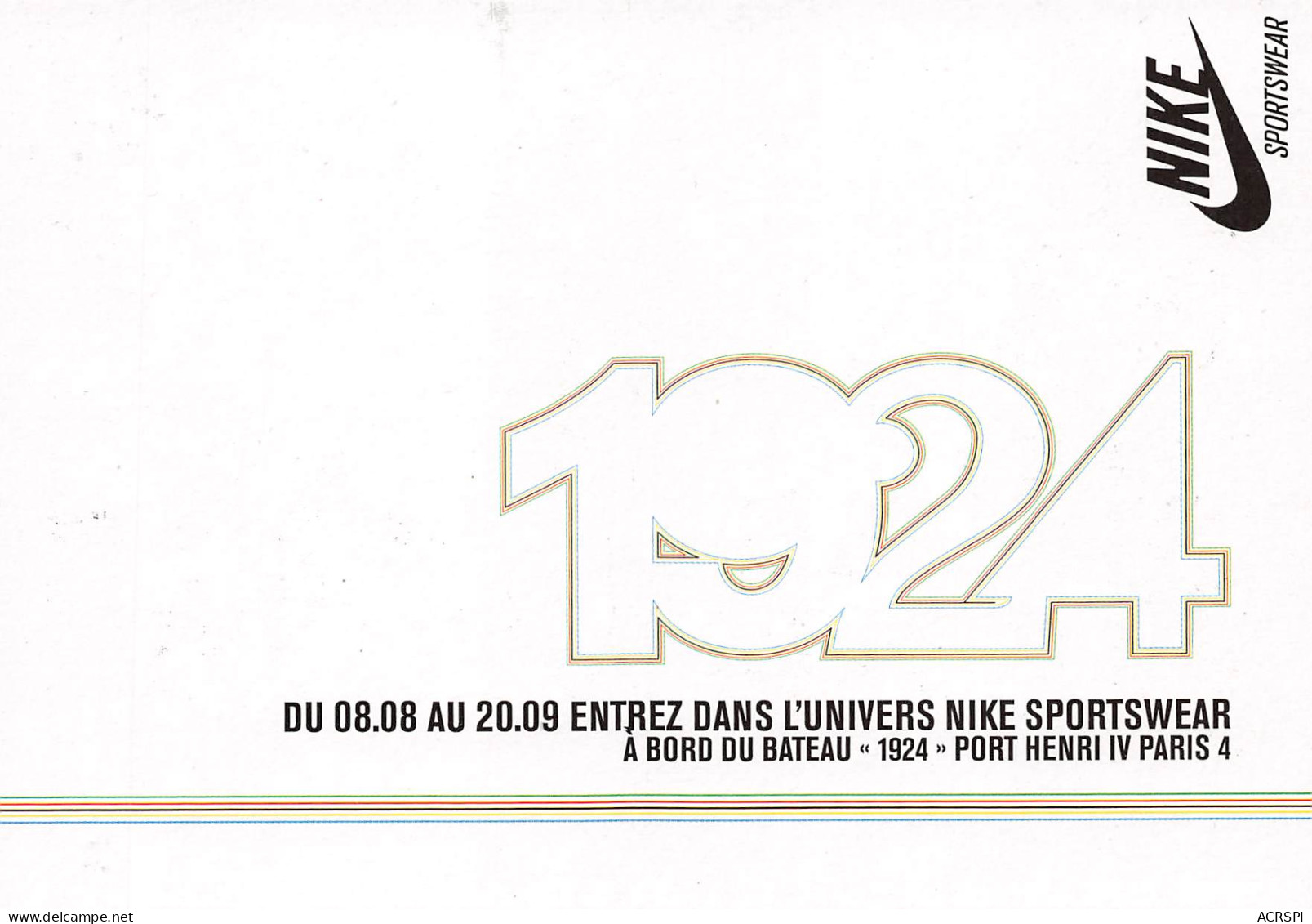 75 PARIS 10b Quai Henri IV Et Quai De La Rapée  NIKE Sportswear  PUB Publicité    47 (scan Recto Verso)MH2997 - Werbepostkarten