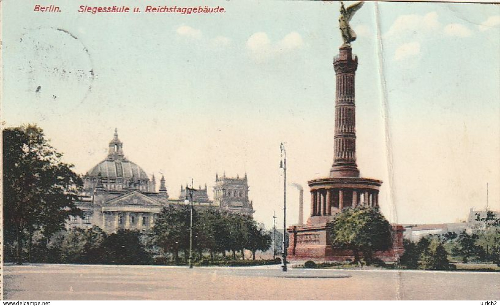 AK Berlin - Siegessäule Und Reichstaggebäude - 1909 (69160) - Tiergarten