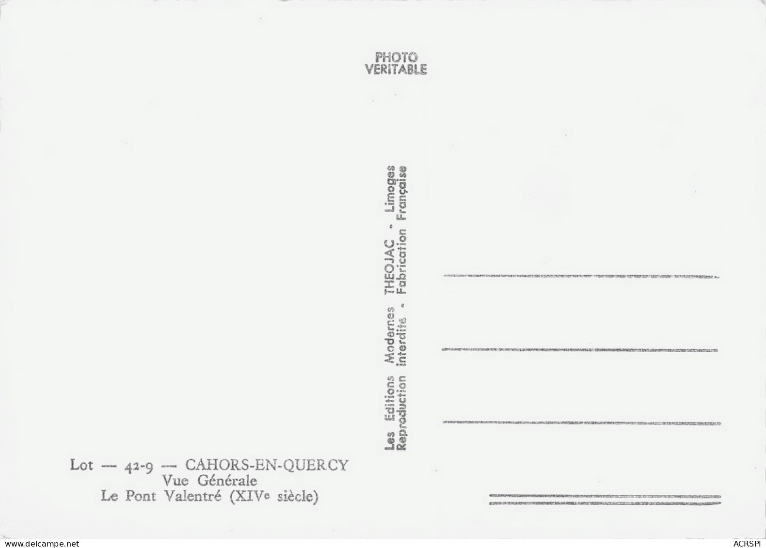 CAHORS EN QUERCY Le Pont Valentré Vu Du Ciel XIV Siècle  4 (scan Recto Verso)MH2904TER - Cahors