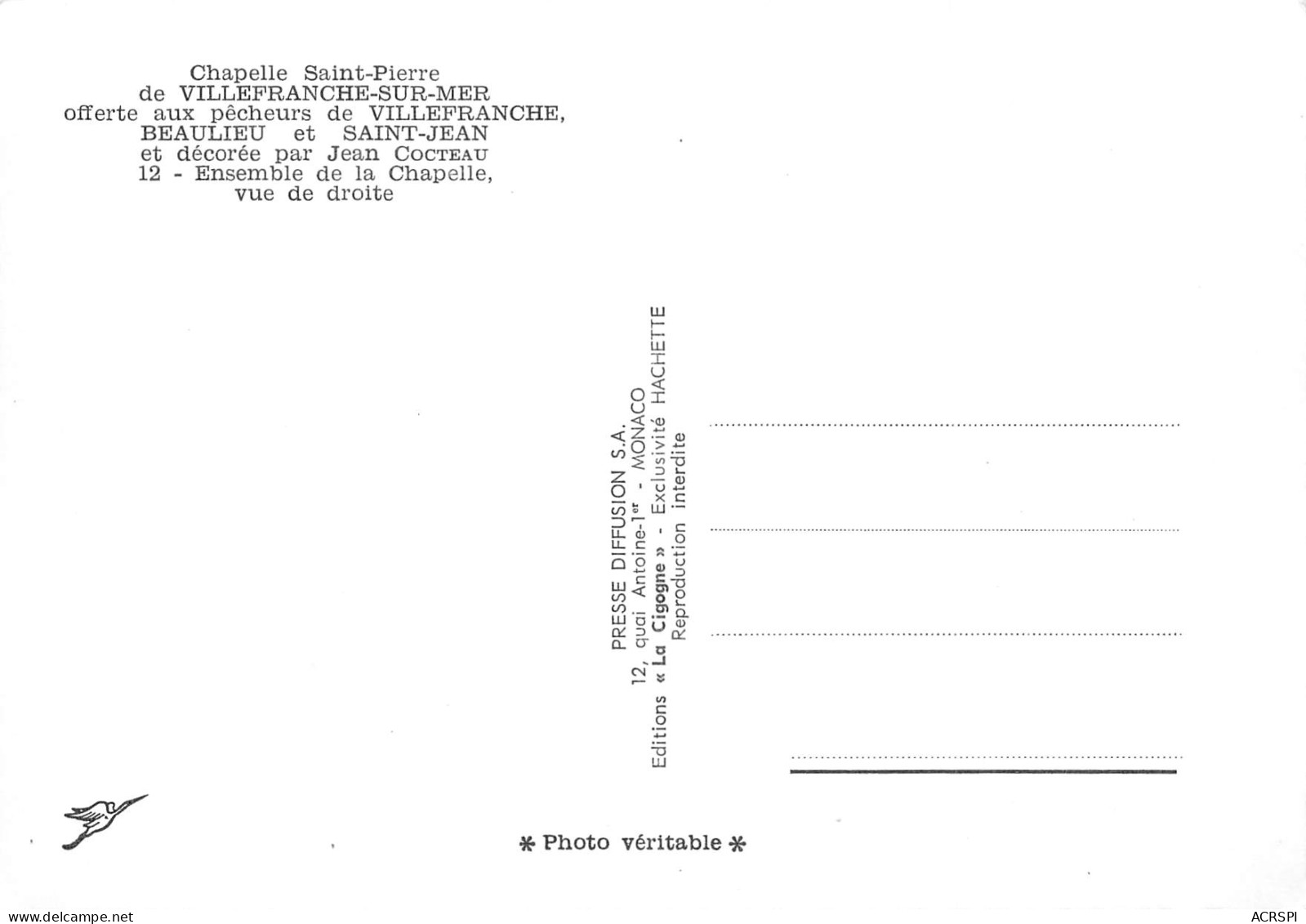 VILLEFRANCHE SUE MER  Ensemble De La Chapelle  56 (scan Recto Verso)MH2906BIS - Villefranche-sur-Mer