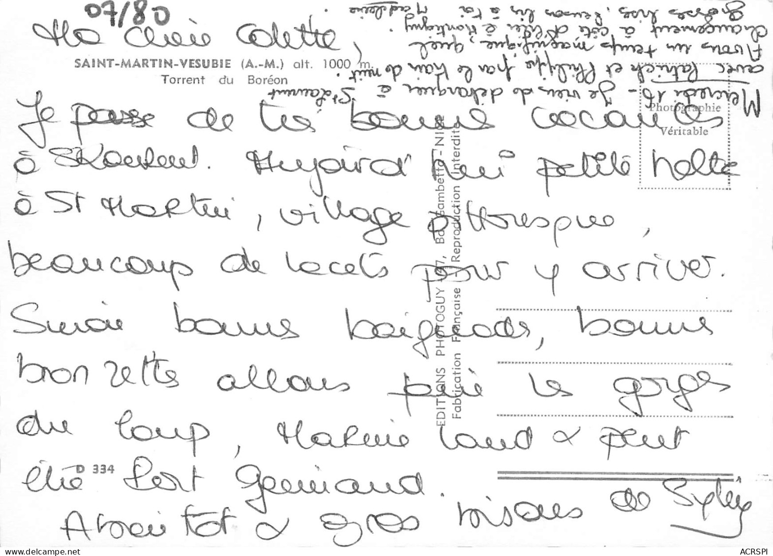SAINT MARTIN VESUBIE Torrent Du Boréon 29  (scan Recto Verso)MH2906TER - Saint-Martin-Vésubie