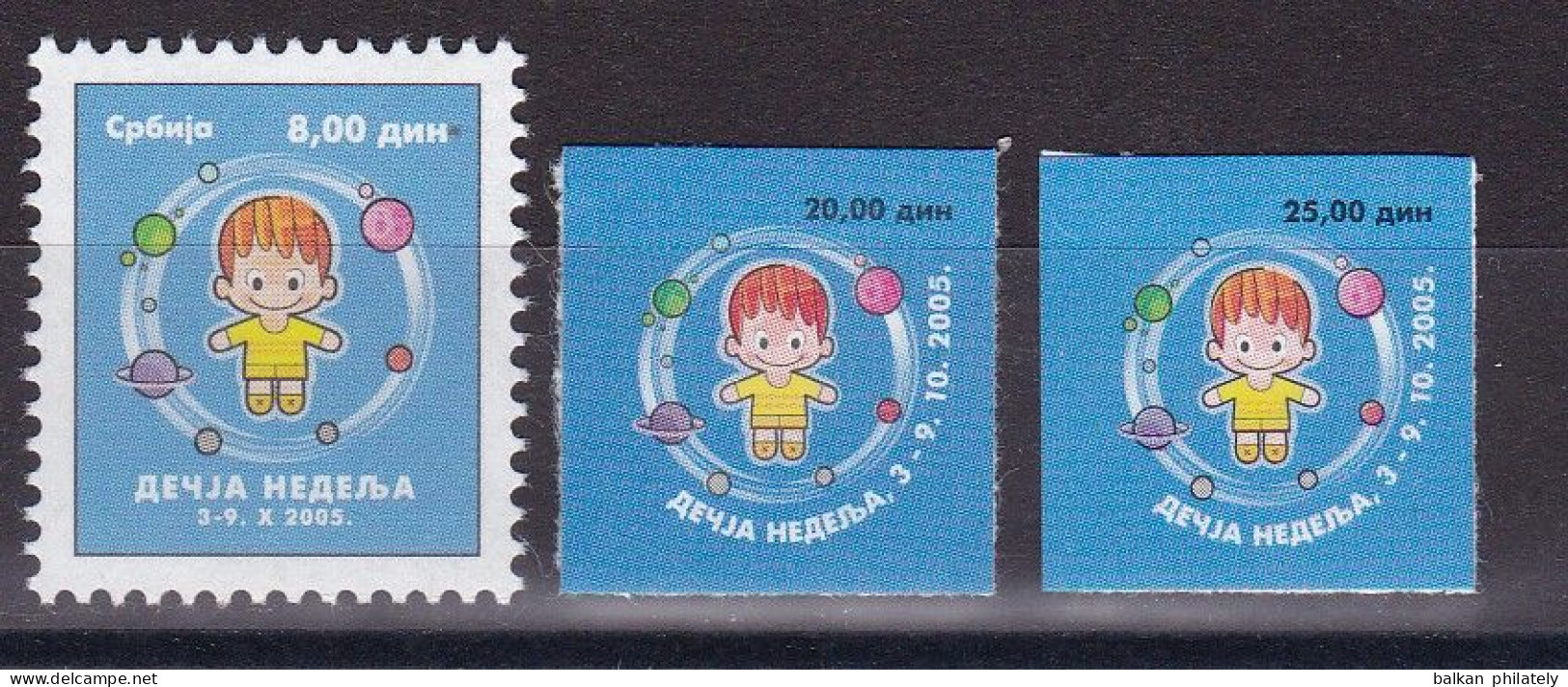 Serbia 2005 Children Week Planets Of The Solar System Tax Charity Surcharge Self-adhesive Sticker - Serbien