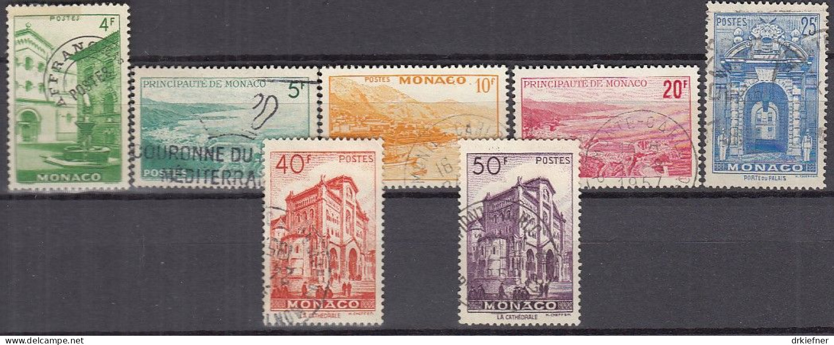 MONACO  384 V, 385, 387, 389, 391-393, Gestempelt, Ansichten, 1949 - Gebruikt