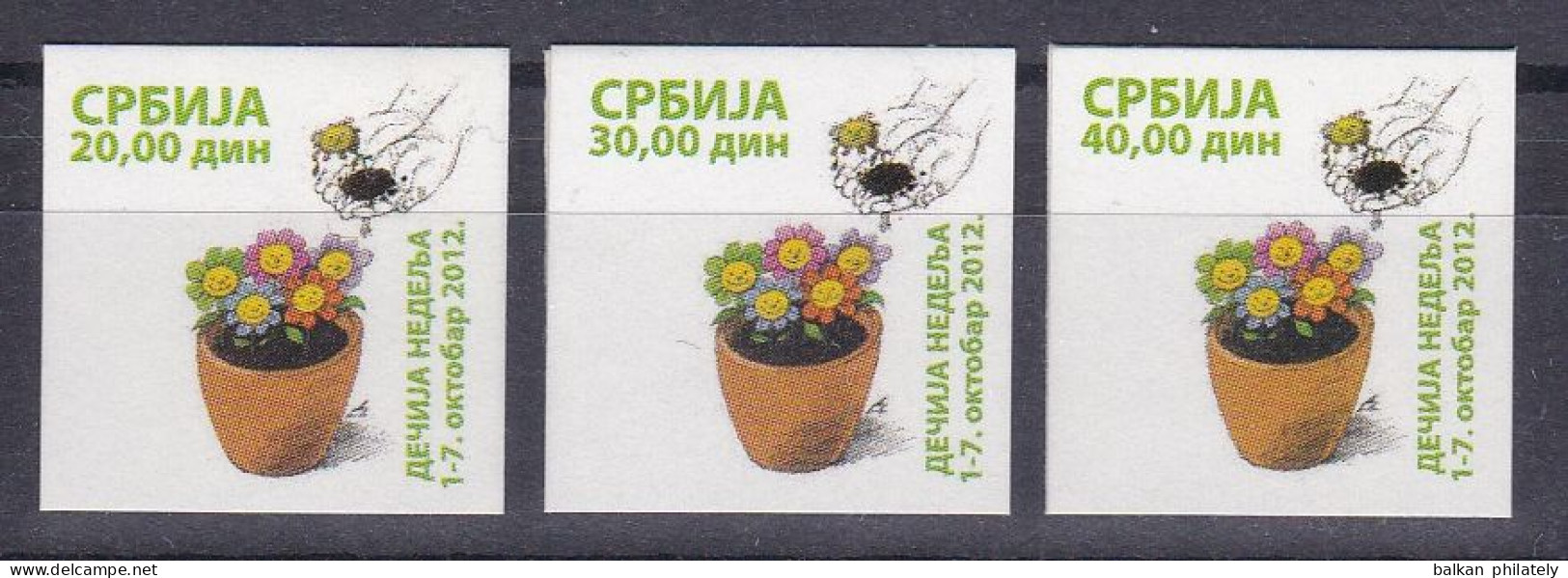 Serbia 2012 Children Week Flowers Flora Tax Charity Surcharge Self-adhesive Sticker - Serbia