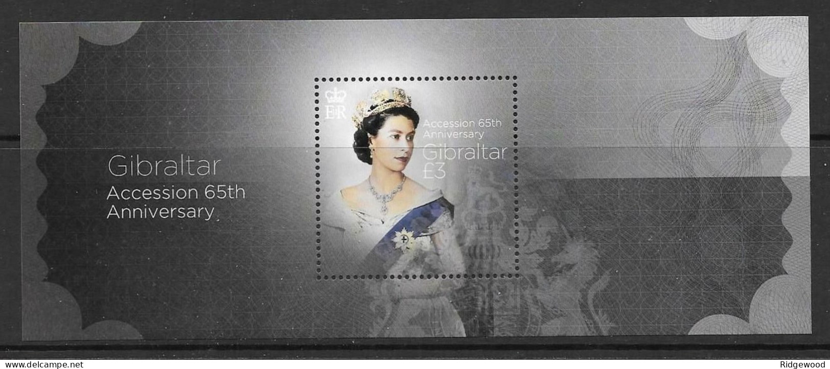 Gibraltar - 2017 Queen Elizabeth II Accession 65th Anniversary Cyl Marginal Set - MNH - Gibraltar