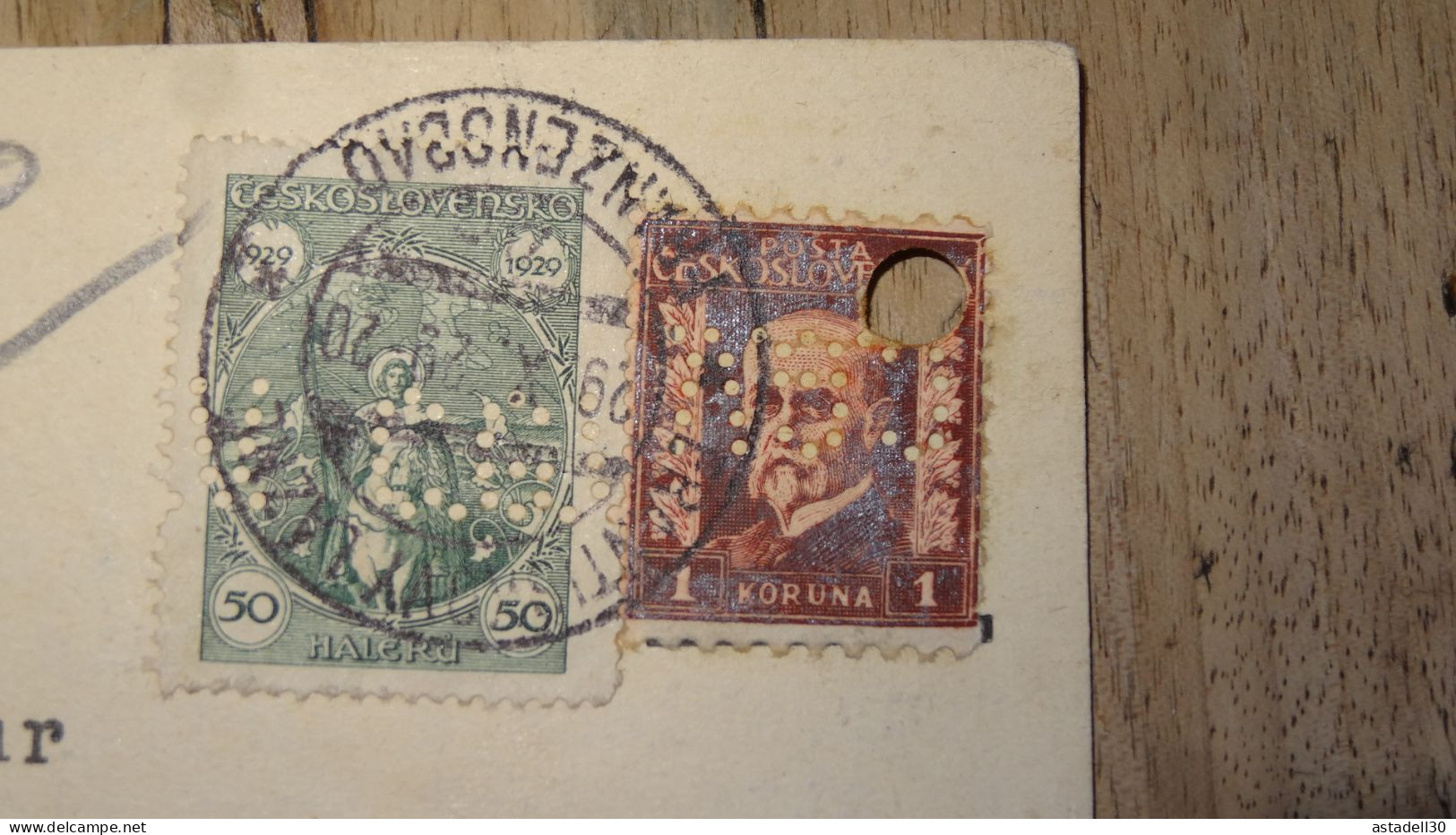 PPC With Perfins Stamps 1929 ............ Boite1 .............. 240424-347 - Lettres & Documents