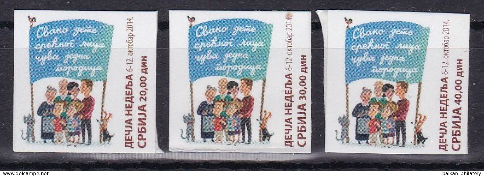Serbia 2014 Children Week Cats Dogs Rooster Fauna Family Tax Charity Surcharge Self-adhesive Sticker - Servië