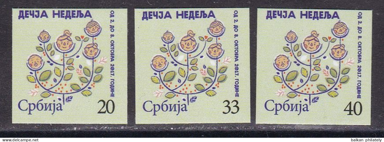 Serbia 2017 Children Week Family Flowers Tax Charity Surcharge Self-adhesive Sticker - Serbia