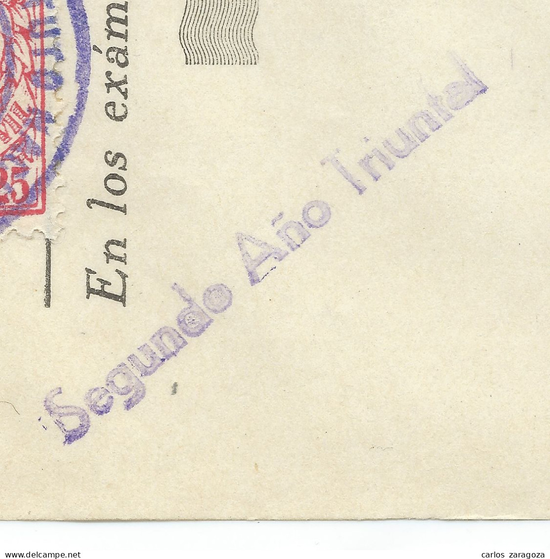 ESPAÑA 1937—GUERRA CIVIL—Timbre Fiscal REPÚBLICA—Doc. INSTITUTO GOYA—2º AÑO TRIUNFAL - Fiscale Zegels