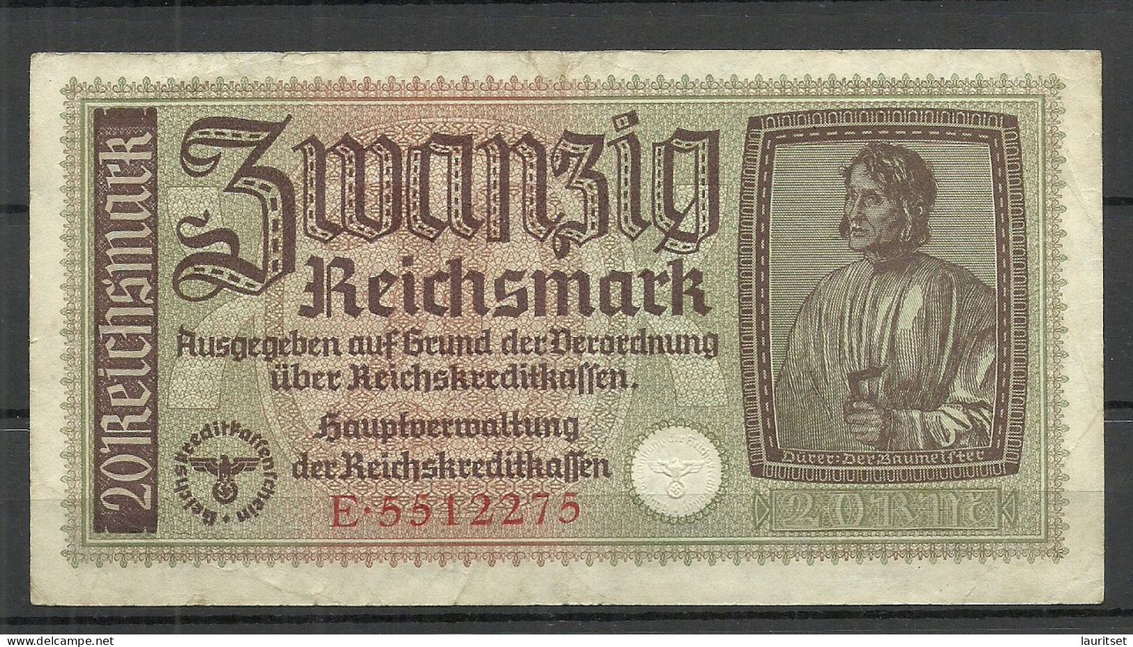 Germany Deutschland Occupation Bank Note 20 Reichsmark Serie E - 2. WK