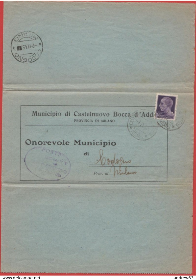 ITALIA - Storia Postale Luogotenenza - 1945 - Doppia Affrancatura - 1 Imperiale / 2x 50c Imperiale Senza Fasci - Piego M - Marcofilie