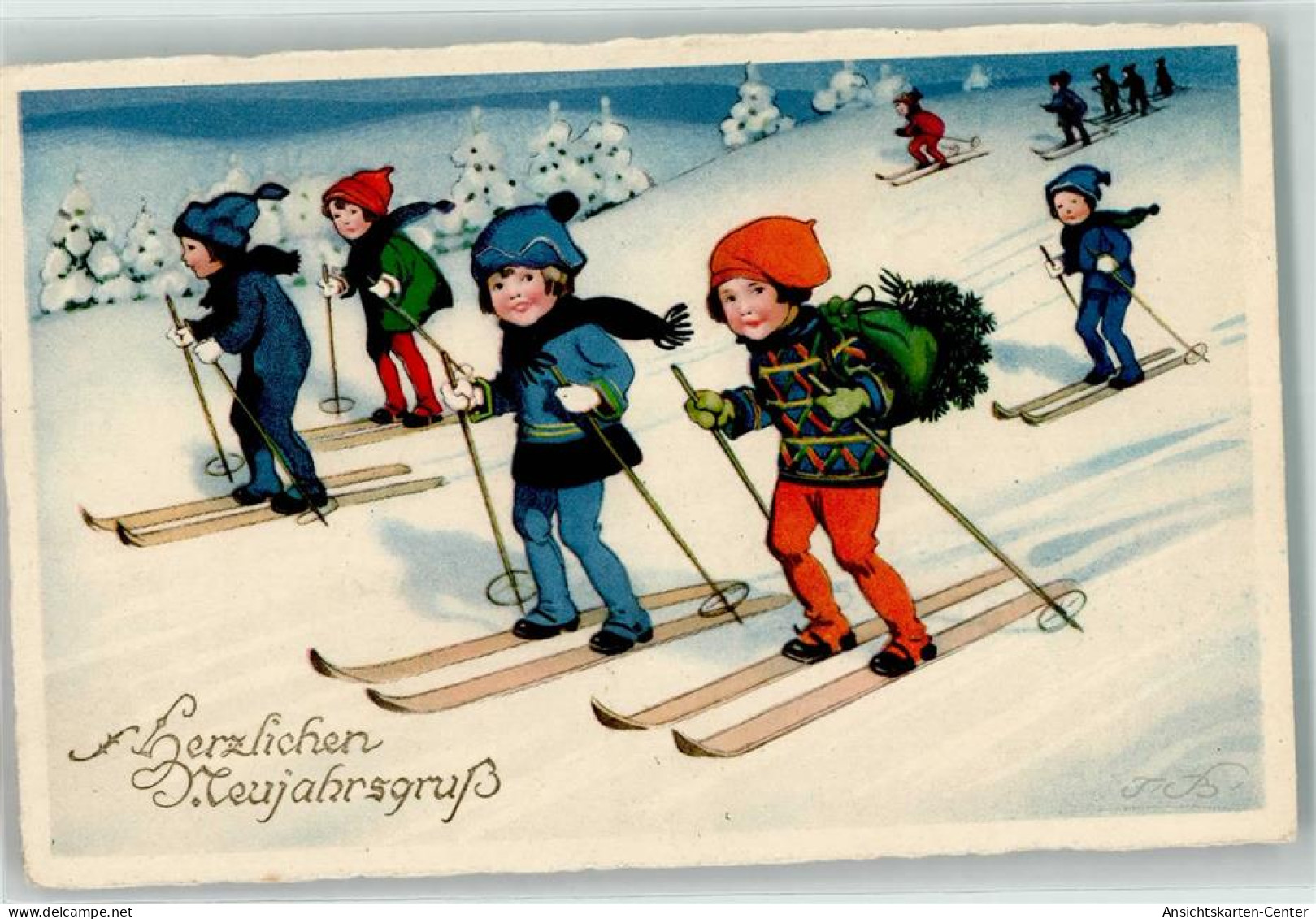 13262307 - Meissner U. Buch Nr. 3318  Neujahr Kind Ski AK - Baumgarten, F.