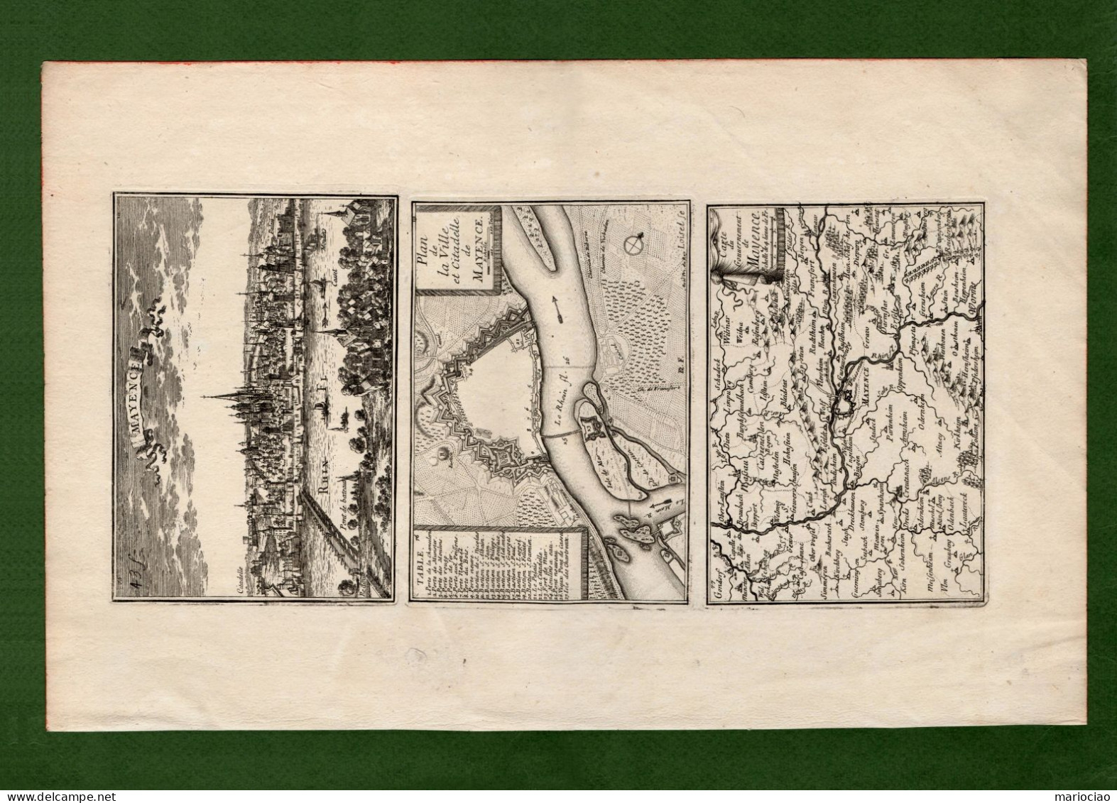 ST-DE MAINZ 1667 Rheinland-Pfalz Deutschland Mayence MAGONZA Kupferstich Panorama+Stadtplan+Karte Der Umgebung - Estampes & Gravures