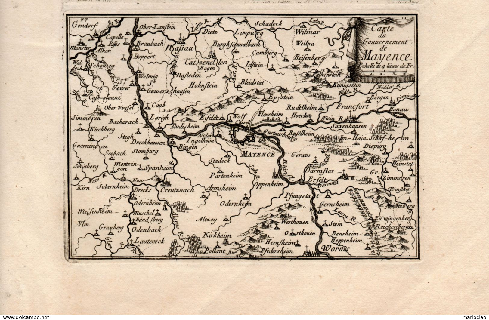 ST-DE MAINZ 1667 Rheinland-Pfalz Deutschland Mayence MAGONZA Kupferstich Panorama+Stadtplan+Karte Der Umgebung - Estampes & Gravures