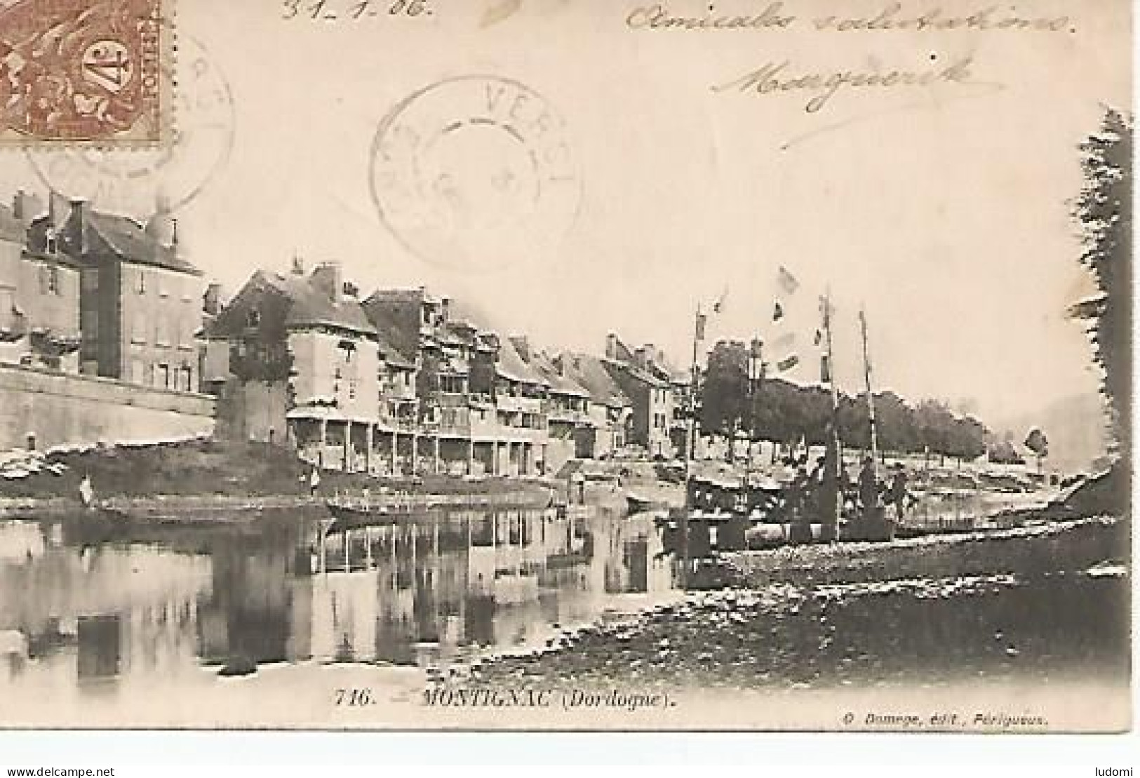 CPA MONTIGNAC 24 Dordogne.FÊTE Sur L'eau? Animée.1906 - Montignac-sur-Vézère