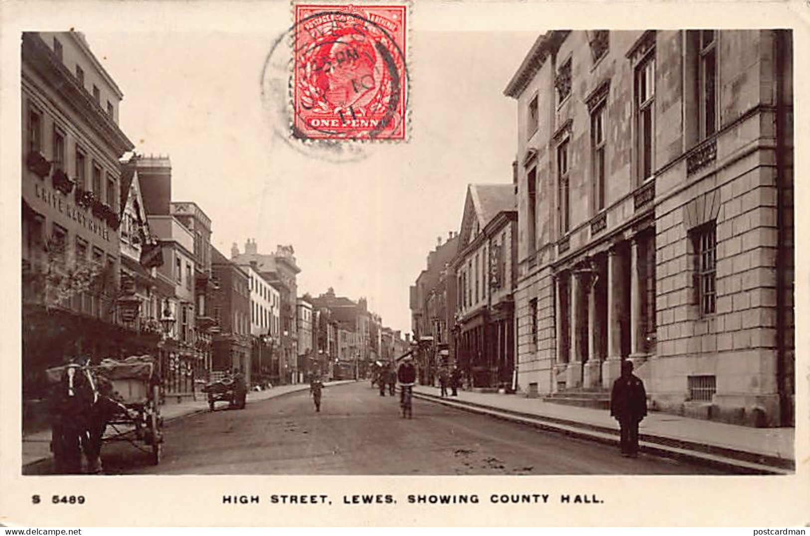 England - LEWES High Street Showing County Hall - Other & Unclassified
