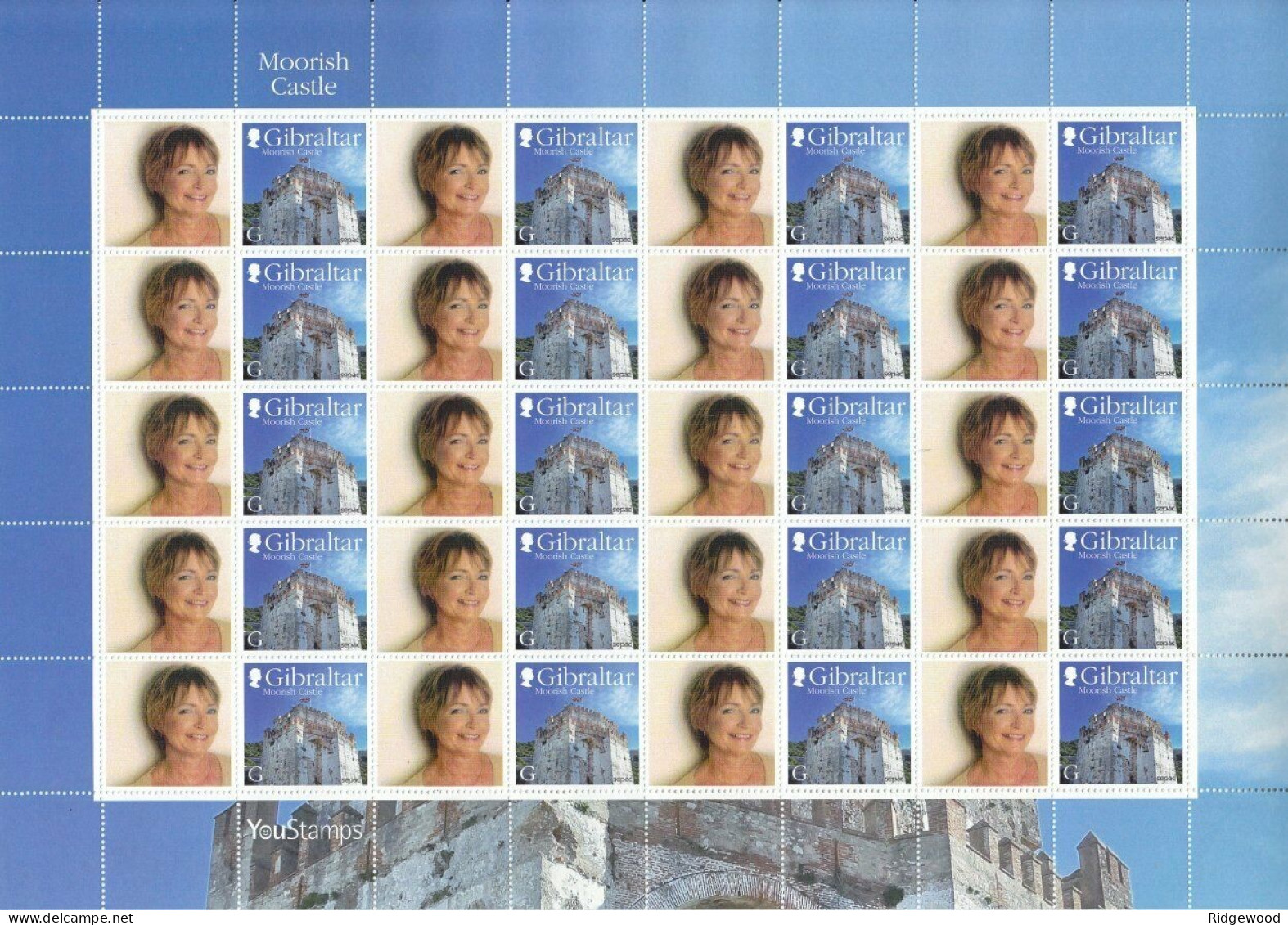 2015 Gibraltar - YouStamps© Stamp Sheet - Personalised "Moorish Castle" : 20 X G - MNH - Gibraltar