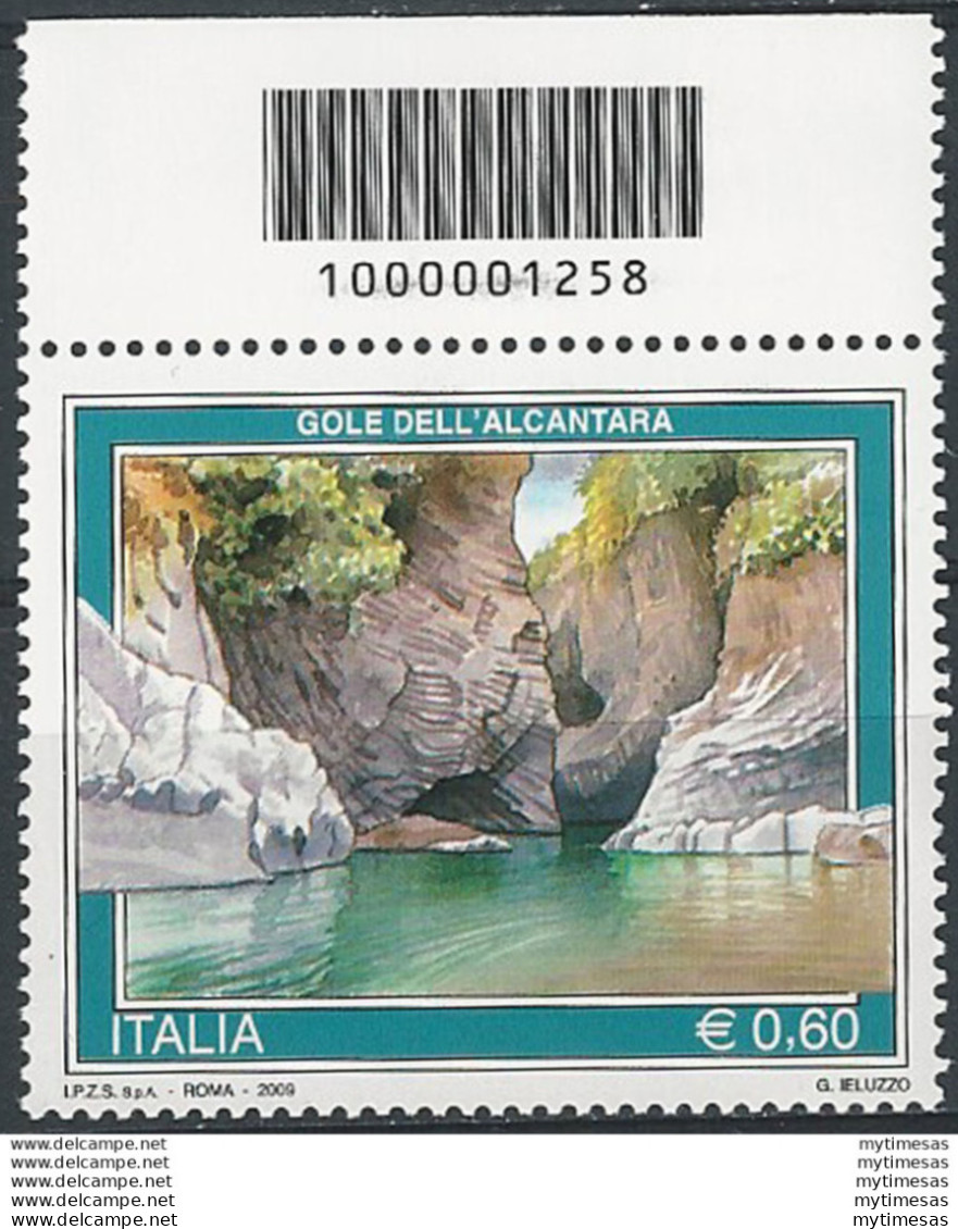 2009 Italia Gole Dell'Alcantara Codice A Barre MNH Unif. 3162cb - Altri & Non Classificati