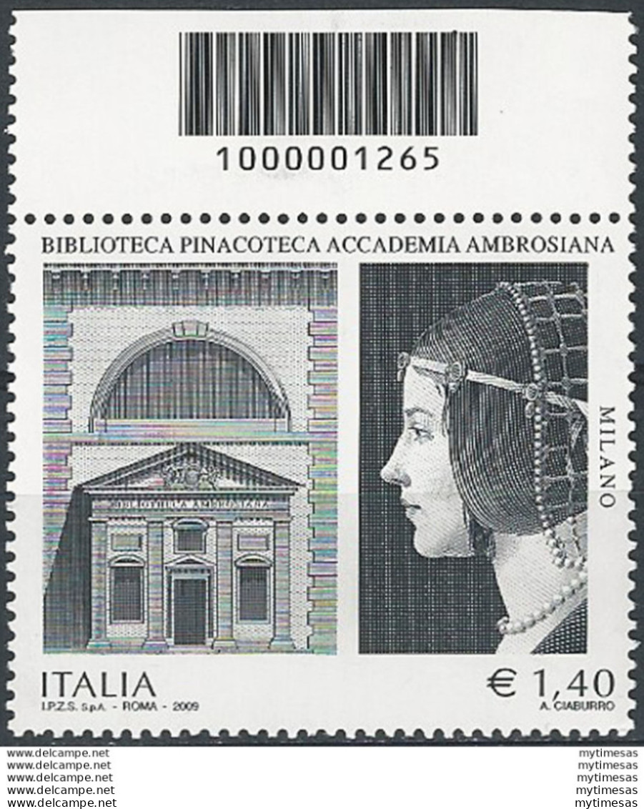 2009 Italia Pinacoteca Ambrosiana Codice A Barre MNH Unif. 3169cb - Other & Unclassified