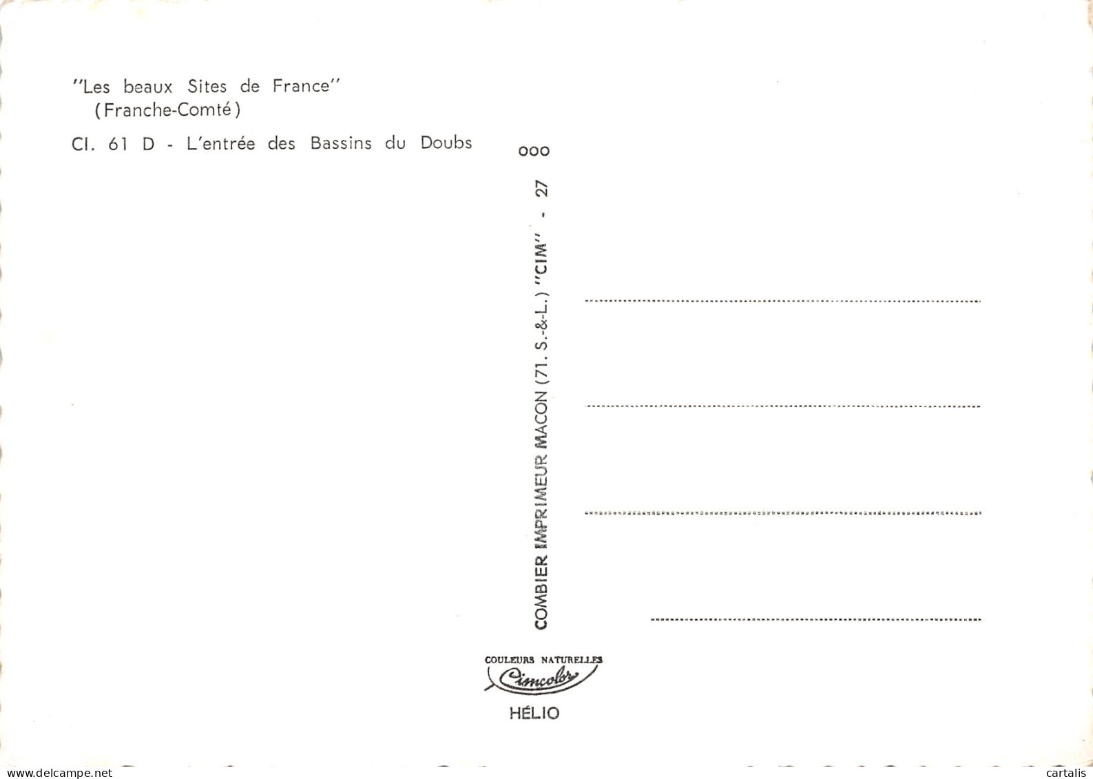 25-ENTREE DES BASSINS DU DOUBS-N°C4107-B/0337 - Sonstige & Ohne Zuordnung