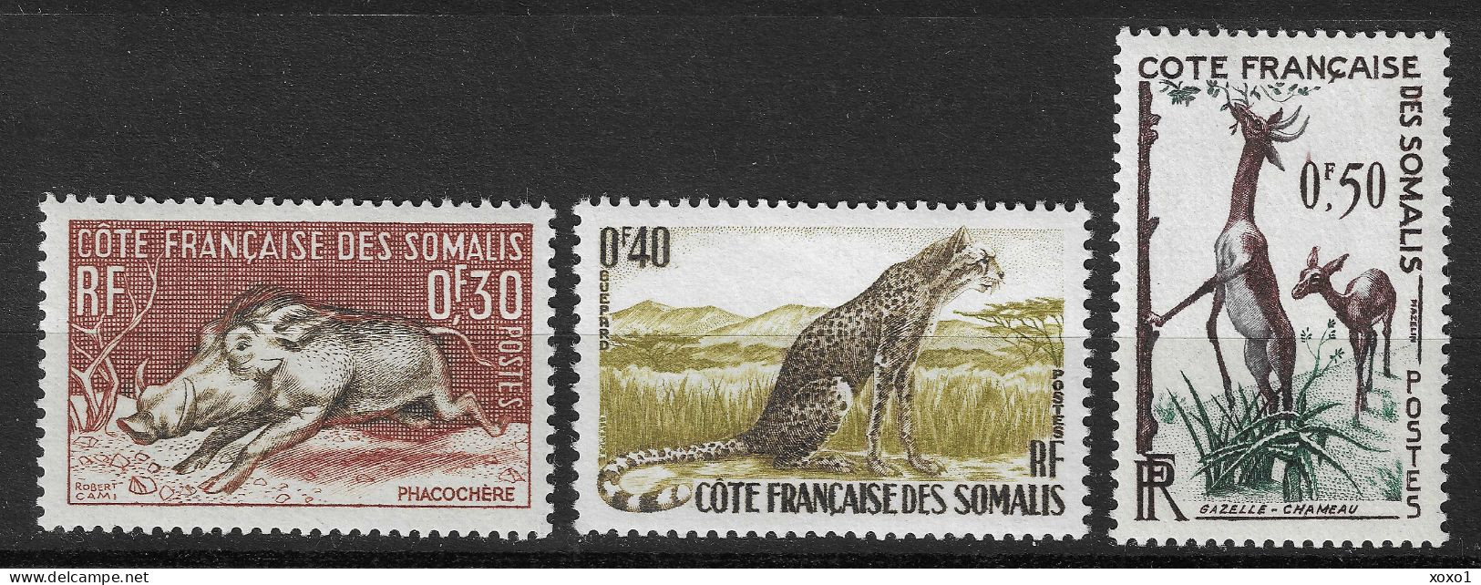 French Somali Coast 1958 MiNr. 314 - 6 Somaliküste  Animals Gerenuk, Cheetah, Warthog 3v MNH** 2,00 € - Sonstige & Ohne Zuordnung