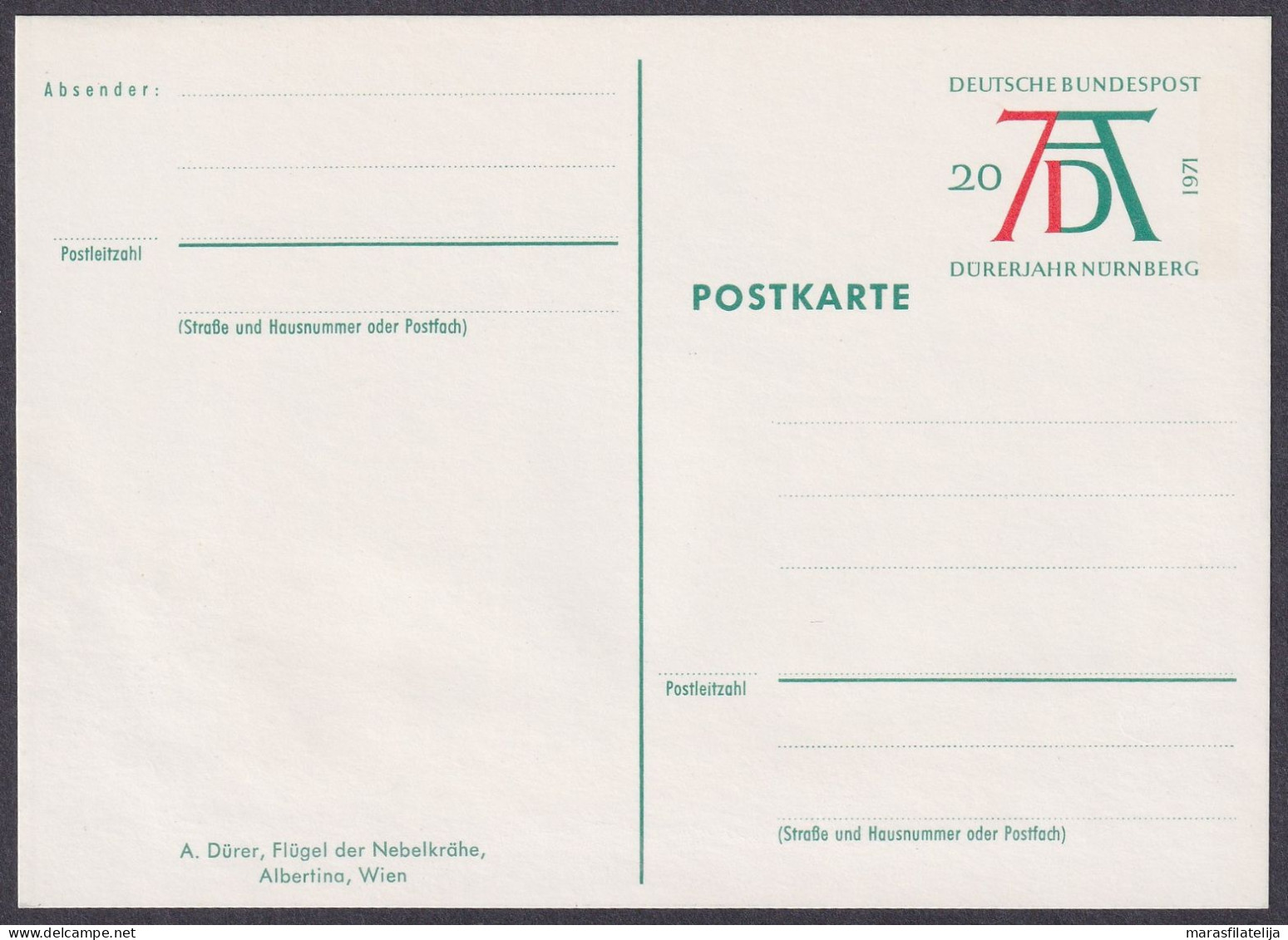 Germany, BRD 1971, Albert Dürer Year, Angels (Beaux-Arts, Rennes) Mint Stationery Card - Sonstige & Ohne Zuordnung