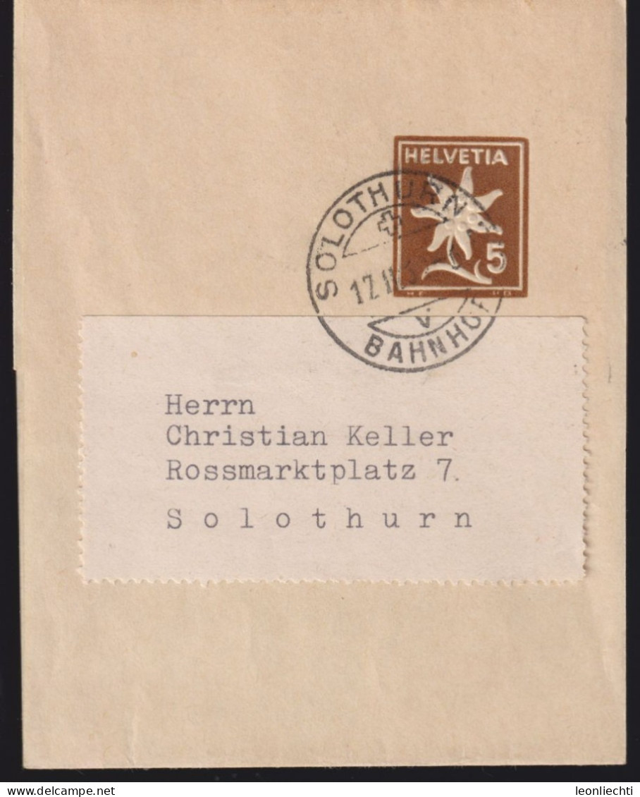 1955 Streifband Mit 13-zeiliger Bemerkung.., Zum: 53 Edelweiss, ⵙ SOLOTHURN BAHNHOF - Stamped Stationery