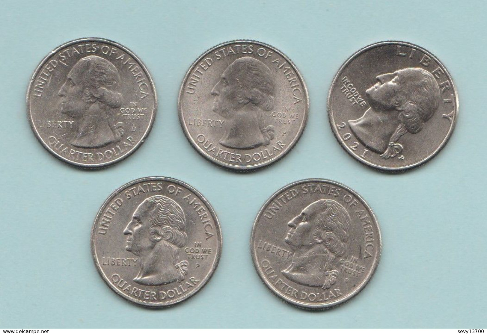 5 Pièces Quarter Dollar New Hampshire - Hawaii - Crossing The Delaware - Salt River Bay - Marsh Billings Rockefeller - Andere & Zonder Classificatie