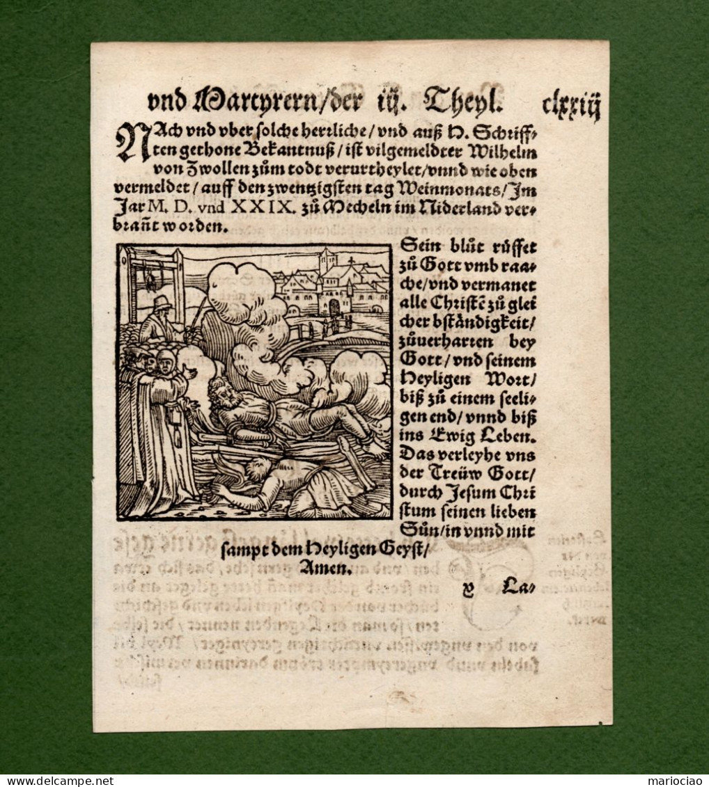 ST-DE Martin Luthers Protestantische Reformation Tod Hinrichtungen Holzschnitt 1557 Ludwig Rabus #B - Stiche & Gravuren