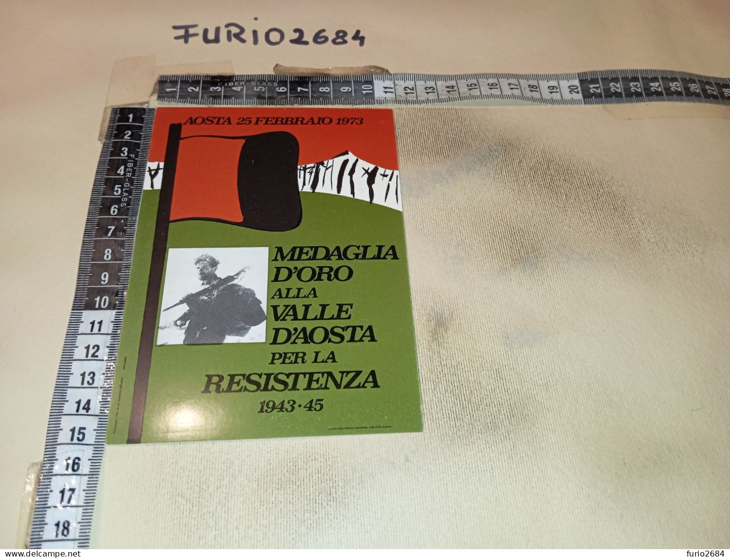 MX00120 AOSTA 1973 TIMBRO ANNULLO CONSEGNA MONDIALE D'ORO PER LA RESISTENZA - 1981-90: Storia Postale