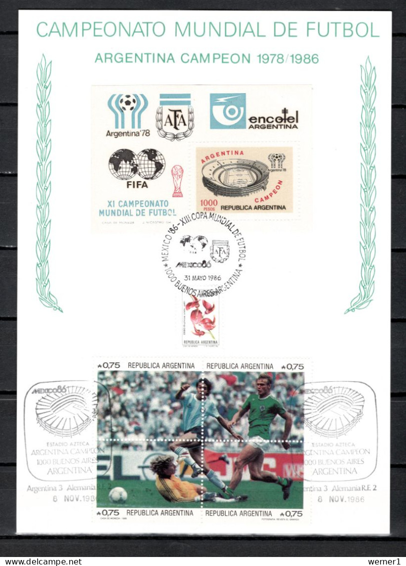 Argentina 1986 Football Soccer World Cup Commemorative Print - 1986 – México