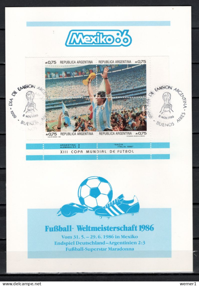 Argentina 1986 Football Soccer World Cup Commemorative Print - 1986 – México