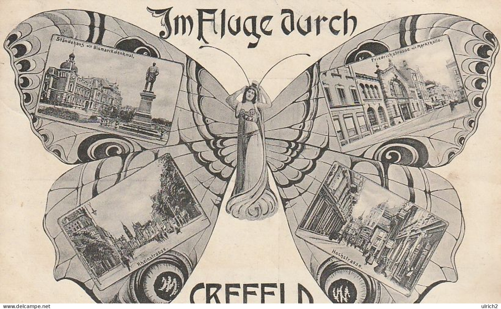 AK Im Fluge Durch Crefeld - Mehrbildkarte - 1906 (69163) - Krefeld