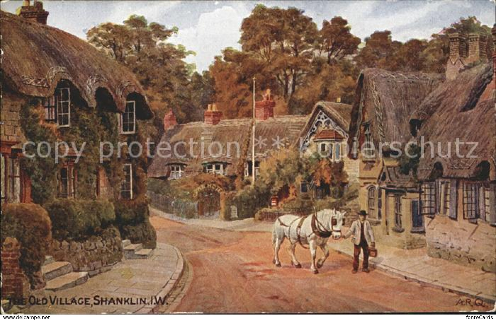 11732794 Shanklin Old Village Horse Water Colour Drawing AR Quinton Kuenstlerkar - Andere & Zonder Classificatie