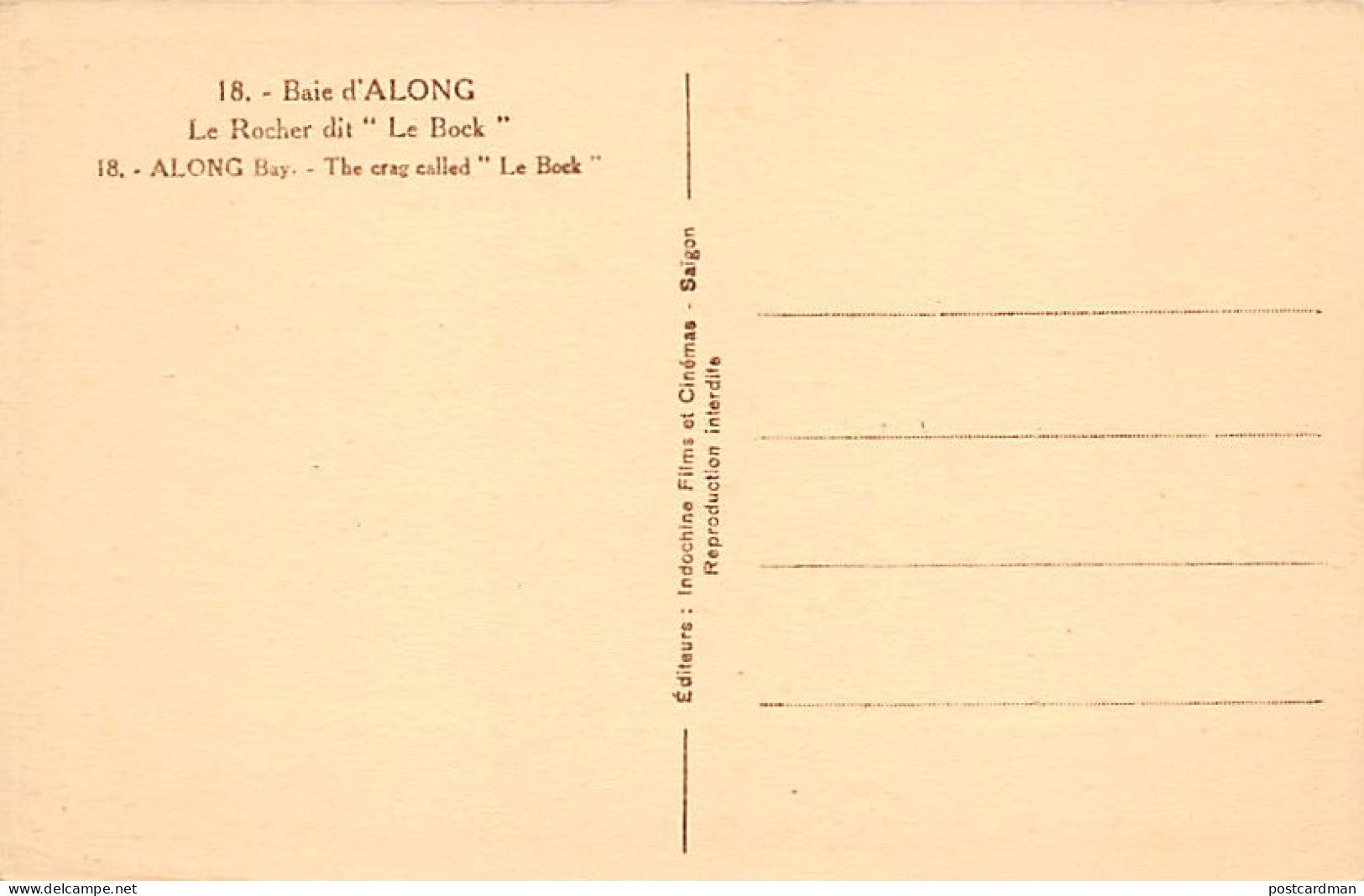 Vietnam - Baie D'Along HA LONG - Le Rocher Le Bock - Ed. Indochine Films & Cinéma 18 - Vietnam