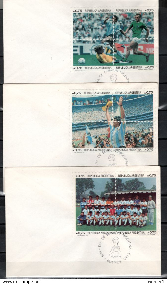 Argentina 1986 Football Soccer World Cup 3 FDC - 1986 – Messico