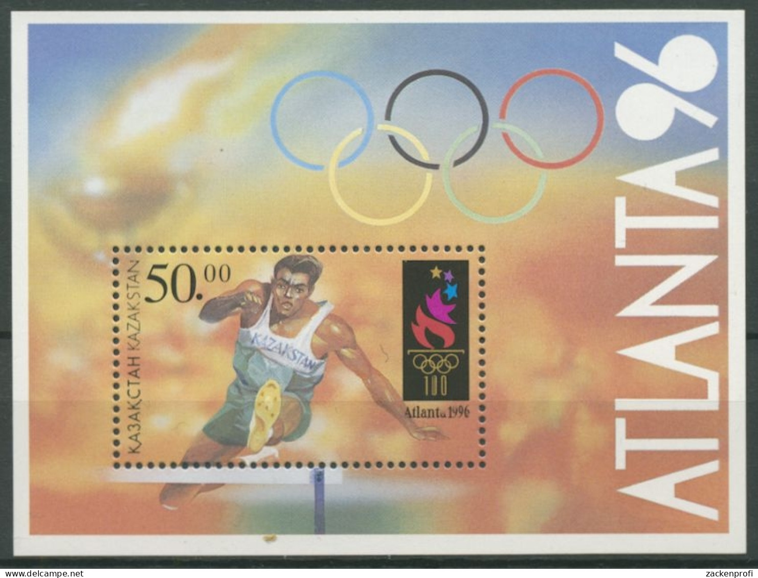 Kasachstan 1996 Olympische Spiele Atlanta Hürdenlauf Block 5 Postfrisch (C70372) - Kazakhstan