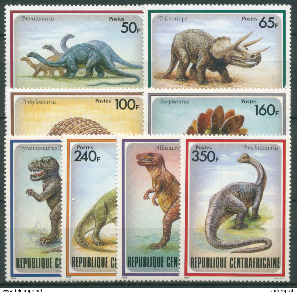 Zentralafrikanische Republik 1988 Dinosaurier 1312/19 Postfrisch - Centrafricaine (République)