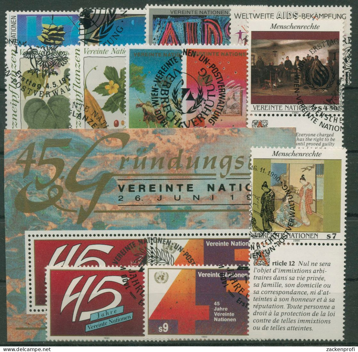 UNO Wien Jahrgang 1990 Komplett Gestempelt (G14492) - Used Stamps