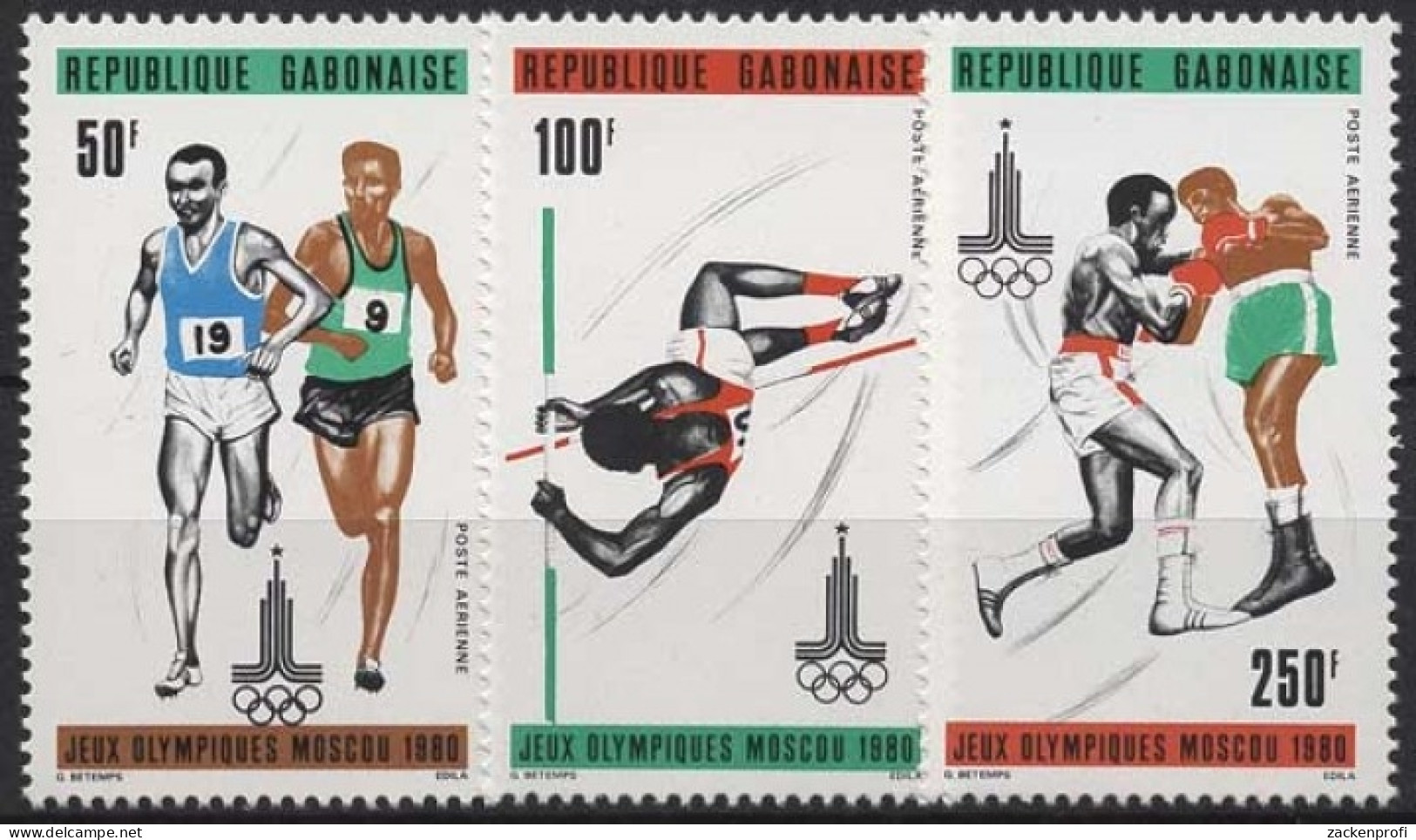 Gabun 1980 Olympiade Moskau 733/735 Postfrisch - Gabun (1960-...)