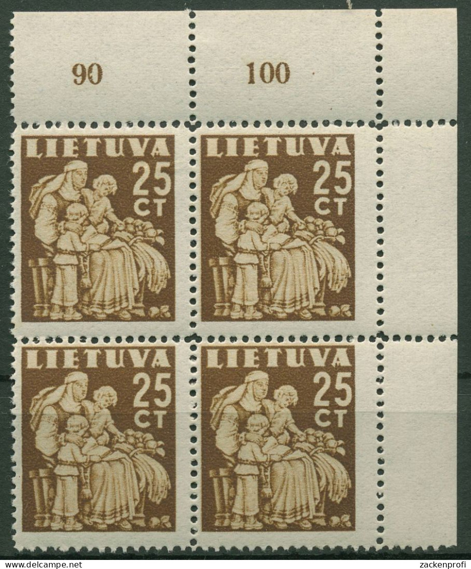 Litauen 1940 Frieden 440 Viererblock Postfrisch - Lithuania