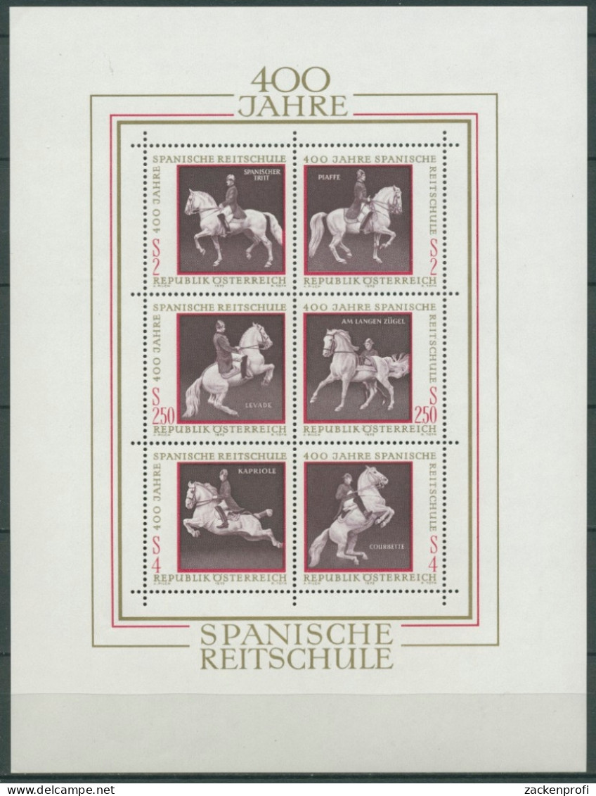 Österreich 1972 400 Jahre Spanische Reitschule Block 2 Postfrisch (C16447) - Blocchi & Fogli