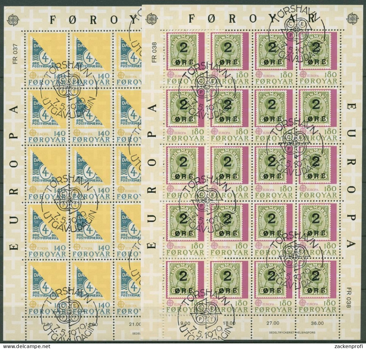 Färöer 1979 Europa CEPT Post/ Fernmeldewesen Bogen 43/44 Gestempelt (C17574) - Faroe Islands