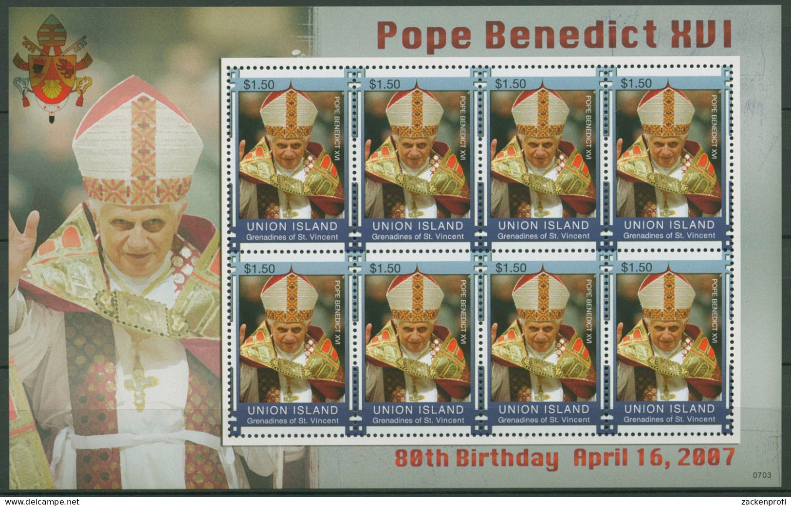 St. Vincent - Grenadinen/Union 2007 Papst Benedikt XVI. 412 K Postfrisch(C94654) - St.Vincent & Grenadines