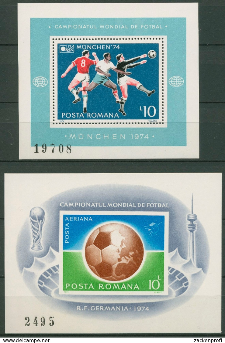 Rumänien 1974 Fußball-WM BRD'74 Block 114/15 Postfrisch (C92070) - Blocks & Kleinbögen