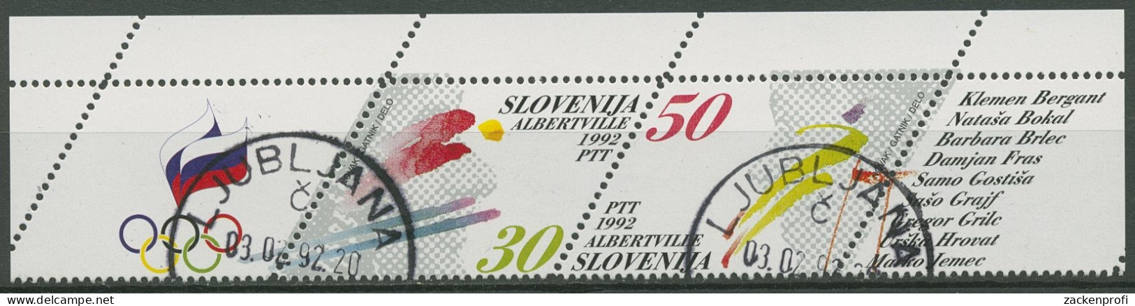 Slowenien 1992 Olympia Albertville Zusammendruck 6/7 ZD Gestempelt (C90305) - Slovenia