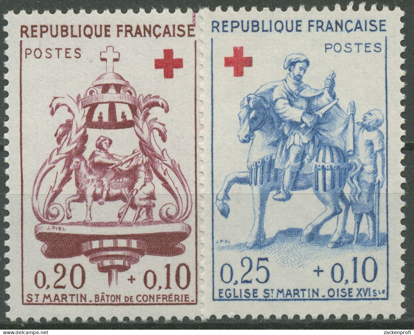 Frankreich 1960 Rotes Kreuz Kirchenfiguren 1329/30 Postfrisch - Ongebruikt