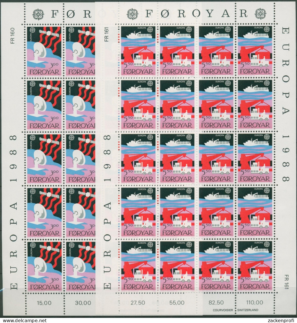 Färöer 1988 Europa CEPT Transportmittel 166/67 Bogen Postfrisch (C96581) - Féroé (Iles)