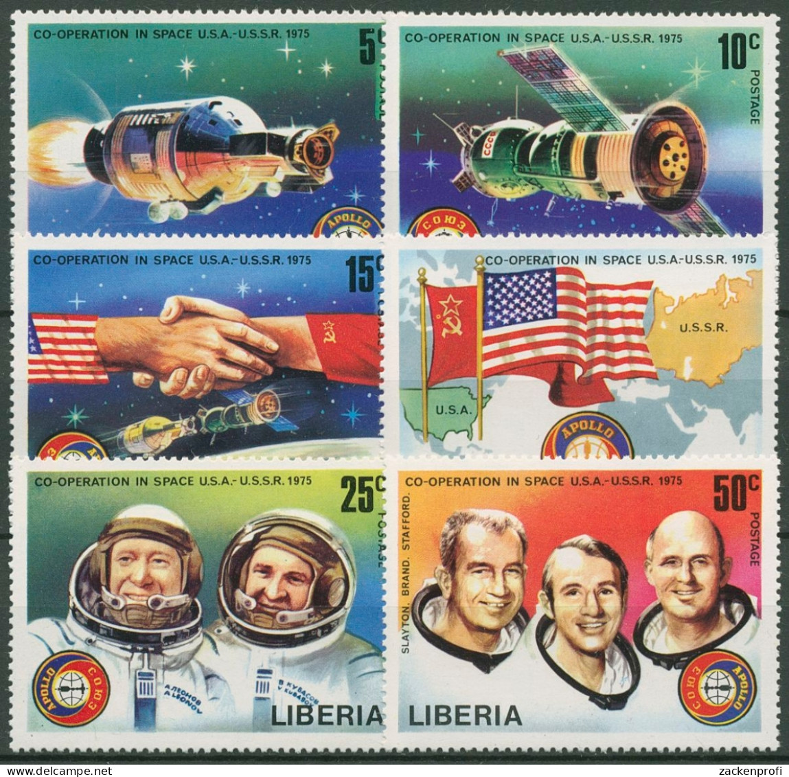 Liberia 1975 Raumfahrt Apollo-Sojus 967/72 Postfrisch - Liberia